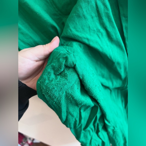 Green Linen Blend Zara Elastic Waist Pants - Picture 3 of 5